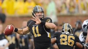 Quarterback Blaine Gabbert leads his Missouri Tigers on the road to take on the Texas A&M Aggies in Big 12 conference action.